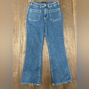 Free Assembly Wide Leg Flare Jeans Size 10 Patch Pocket